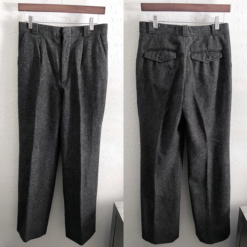 Vintage 1960s Woolrich Wool Blend Herringbone Trouser Pants Grey Size 12